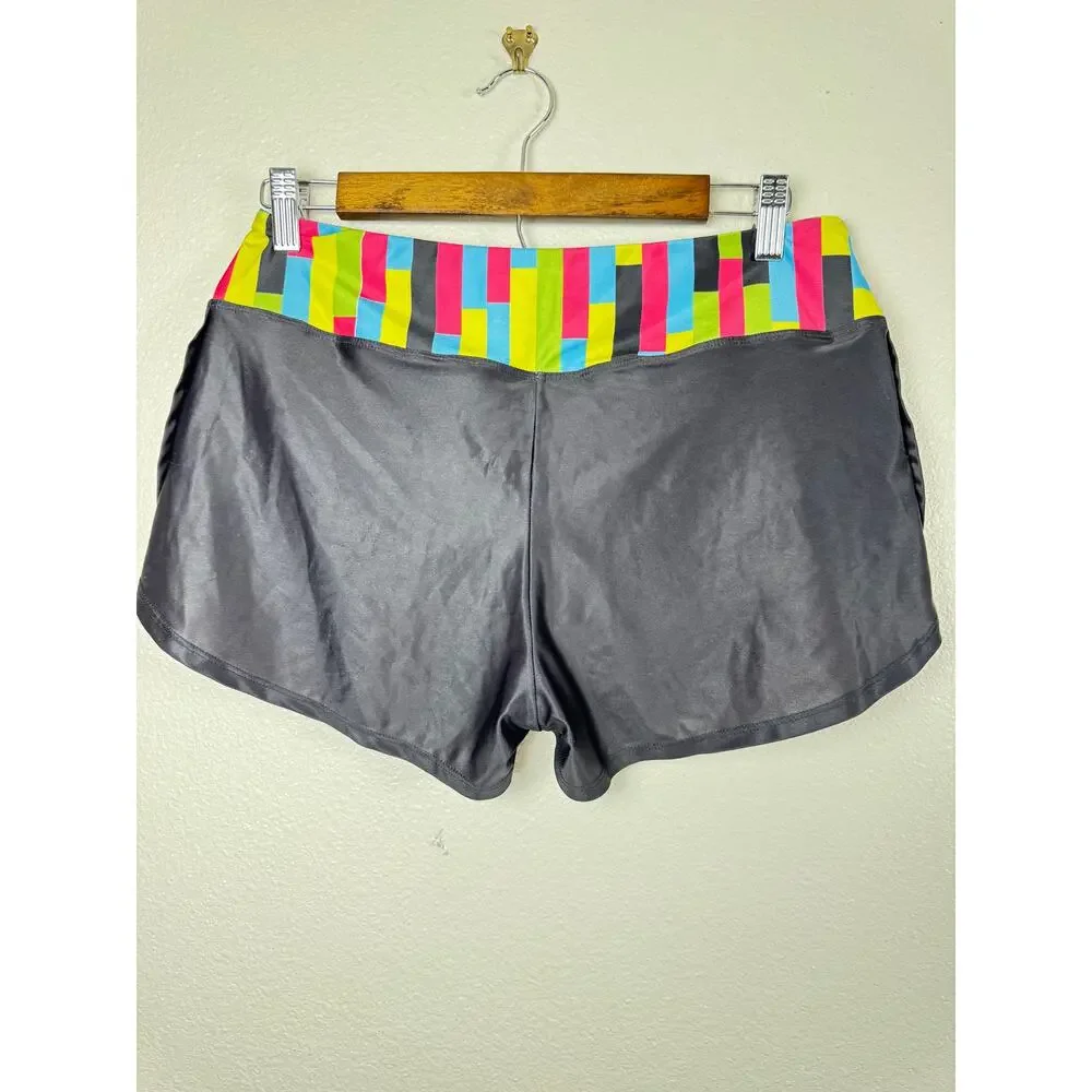 Coeur Running Shorts Women's M Black Multicolor Waist‎ Athletic Gym USA